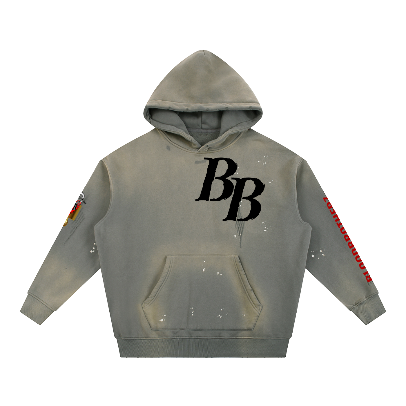 Vintage Washed Frayed Fleece Hoodie