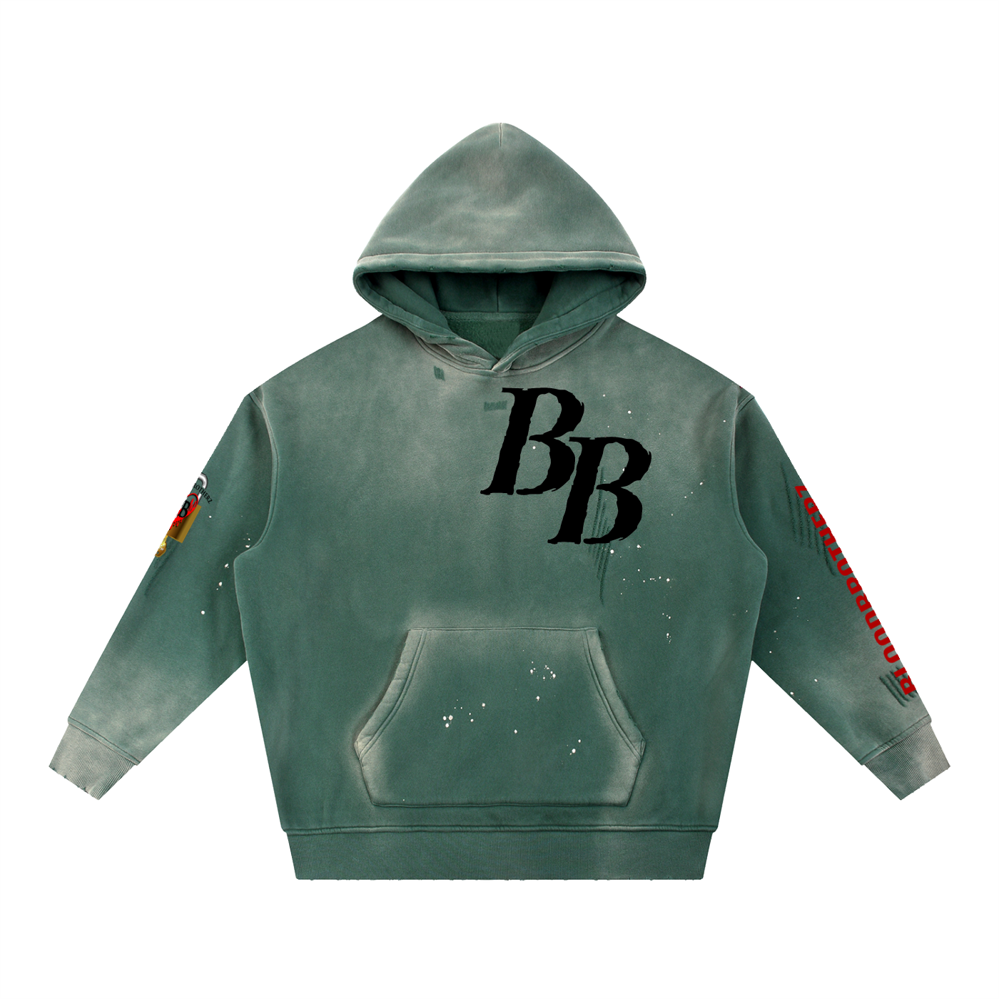 Vintage Washed Frayed Fleece Hoodie